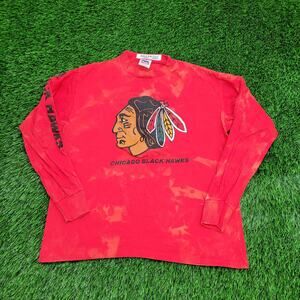 Vintage Chicago Blackhawks Shirt Womens Medium 19x23 Red USA